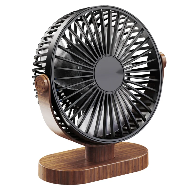 

Silent Desktop USB Air Cooling Fan Wood Grain 360° Rotation 3 Gear Adjusted Air Conditioner Electric Fan for Home Office Room
