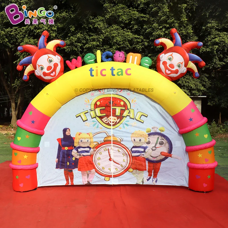 

Bespoke 4x3 Meters Inflatable Clown Arch with Door Curtain Party Rainbow Bow Balloon Advertising Backdrop for Decoration