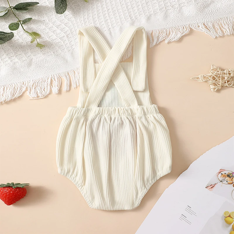 Детский летний комбинезон без рукавов с вышивкой в виде радуги/клубники