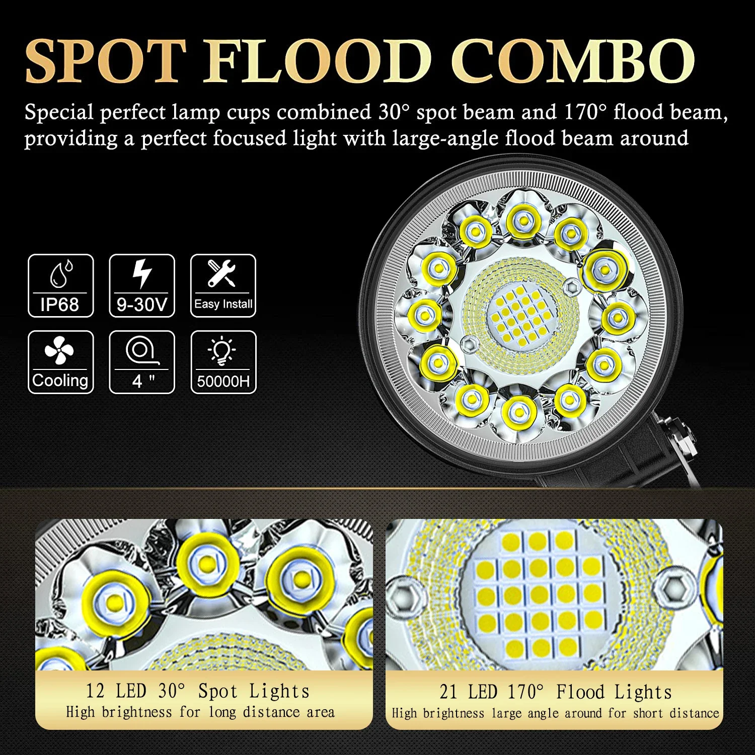 4-дюймовый светодиодный бар для бездорожья 4X4 прожектор 99 Вт рабочий свет Jeep Truck