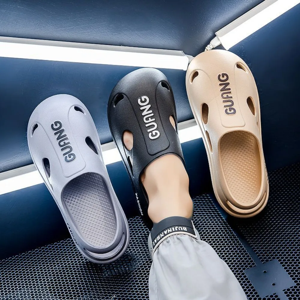 Мягкие однотонные тапочки на толстой подошве шлепанцы из ПВХ с защитой от запаха