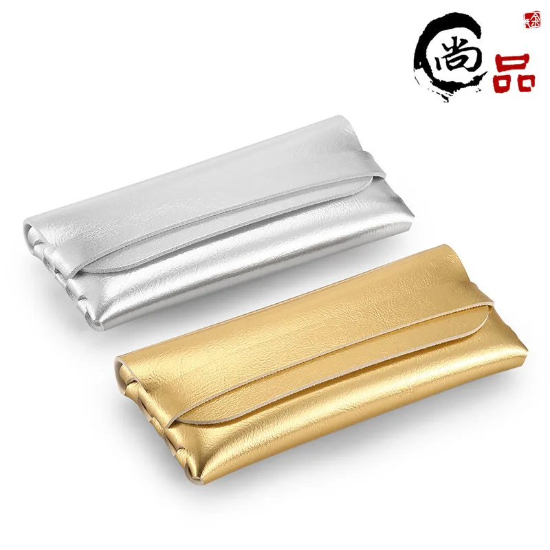 

Durable Leather Glasses Case Sunglasses Solid Color Pouch Bag Eyewear Box Lightweight Convenient Protable Fashion Shiny Surface