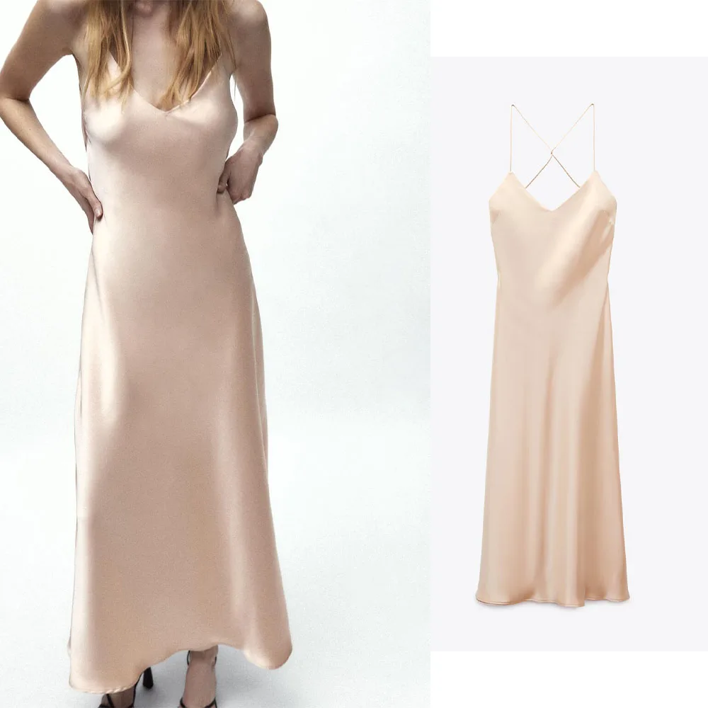 

Новинка женское удобное и милое платье с V-образным вырезом из свежего шелка