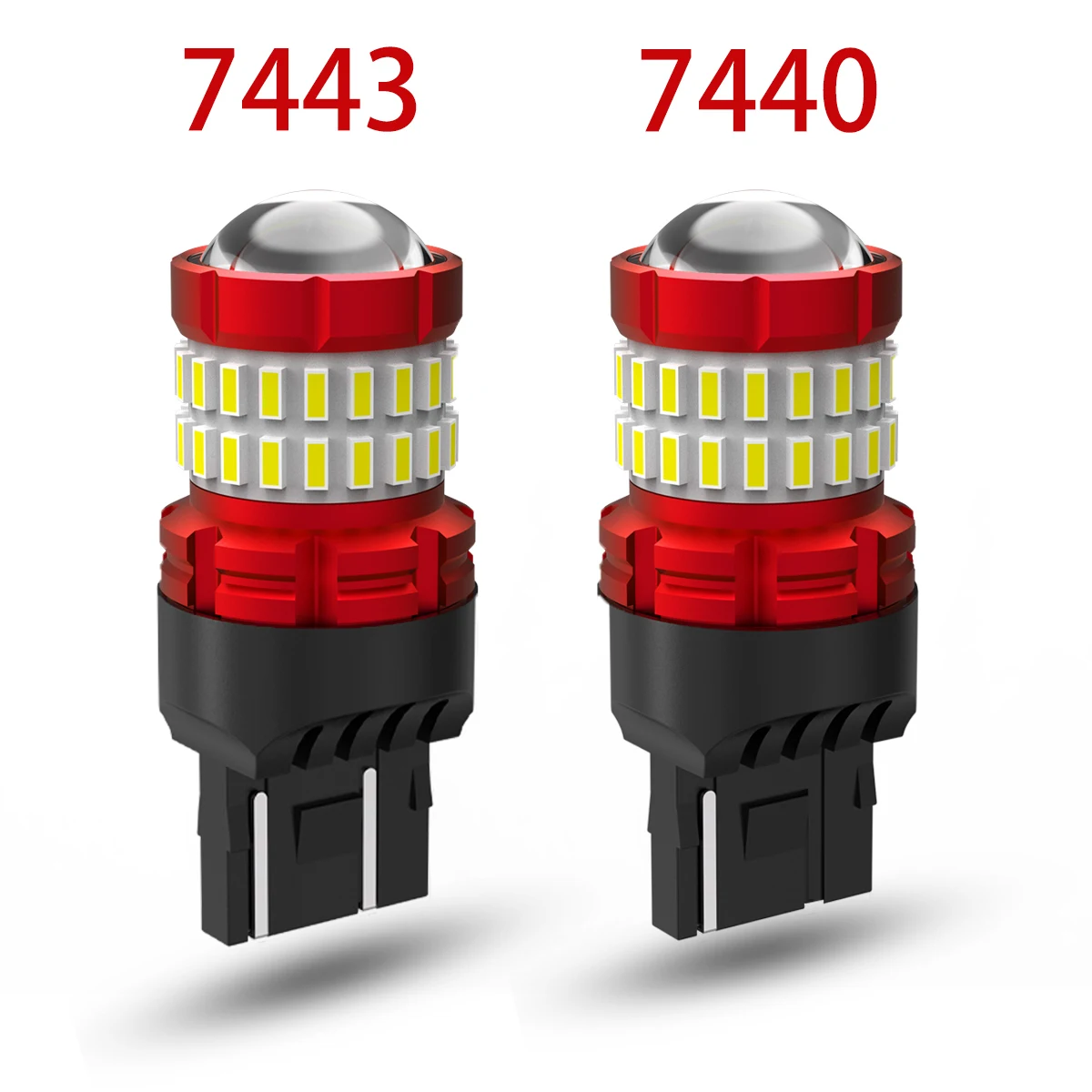 BMTxms 2pcs T20 W21W W21/5W LED 7440 7443 LED Canbus Bulbs Auto Red Brilliant Replacement Brake Tail Parking Light Car Lamps 12V images - 6