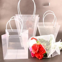 pvc plastic transparent bag for floriast wrapping rose flower bouquet handbag valentines gift packaging bag floral wrapping bag