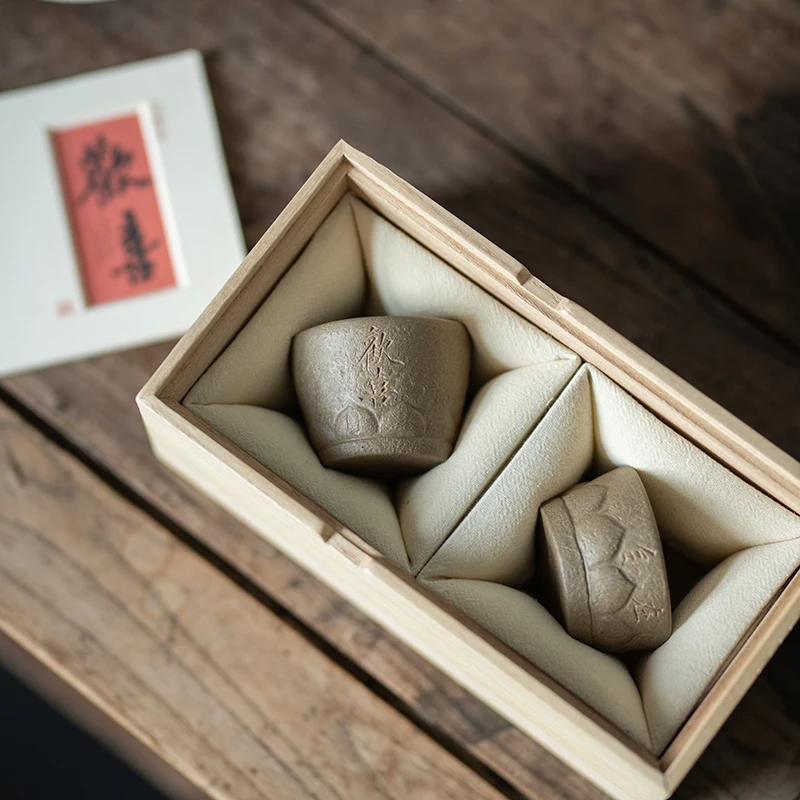 

Аутентичная фиолетовая чайная чашка Yixing с подставкой, чашки для пары, чашка Master, ручная работа, чашка, подарок для любимых, бутиковая чашка