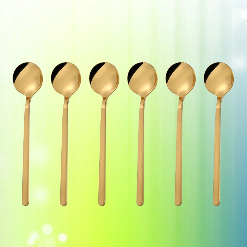 

Spoon Handle Spoons Stirring Tea Cocktail Coffee Round Steel Stainless Mini Cream Ice Iced Mixing Bar Latte Teaspoon Dessert