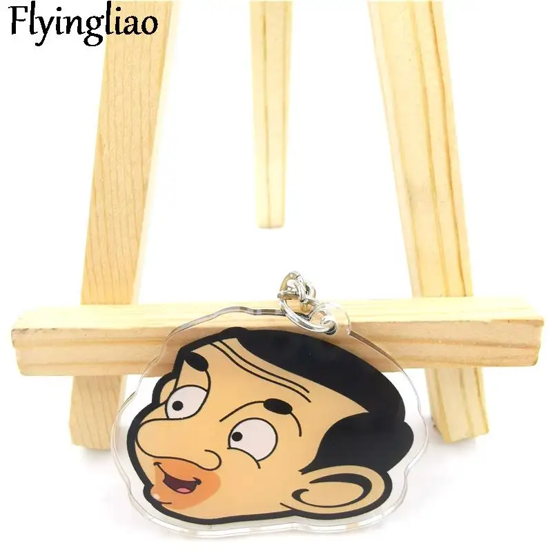Mr. Bean Handmade lovely color flower key chain headset cover key ring cartoon charm bag pendant car key chain Girl Gift images - 6