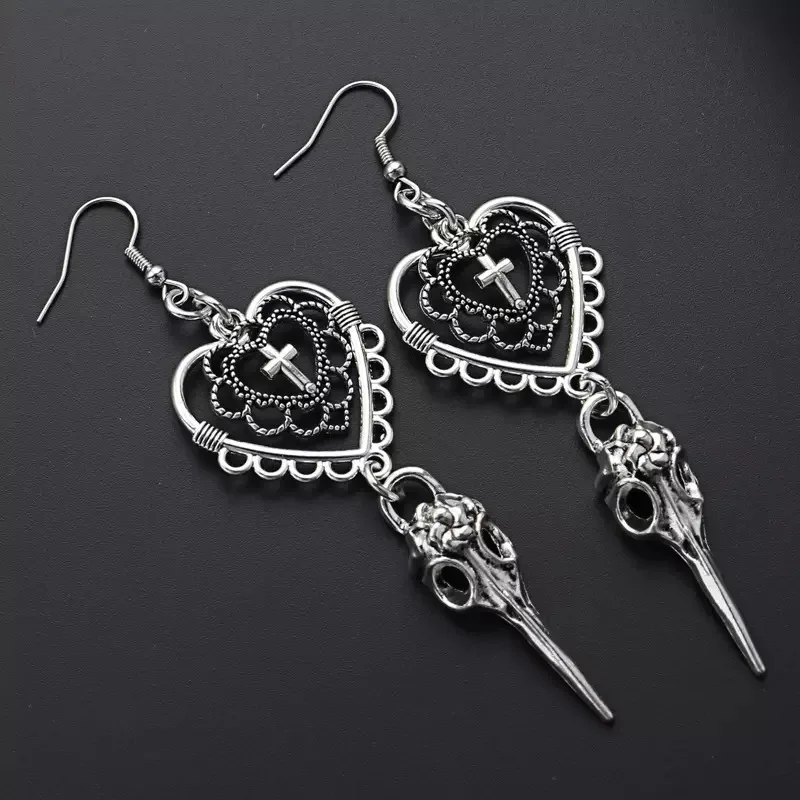 

Fashion Creative Gothic Heart Cross Earrings Women Hip Hop Punk Earrings Casual Party Jewelry