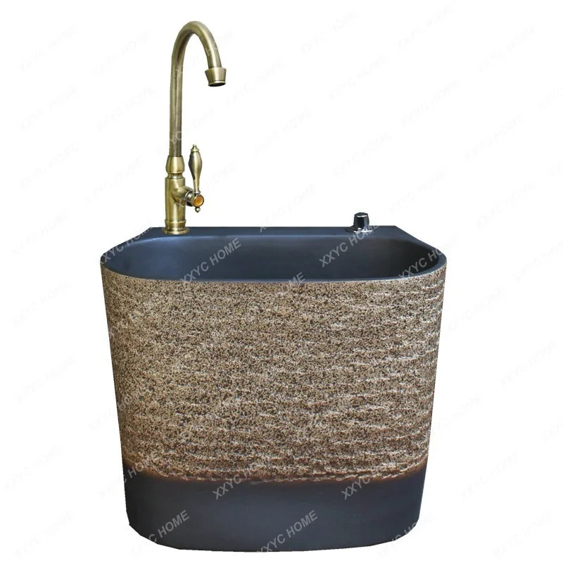 

Outdoor Ceramic Mop Pool Balcony Mop Pool Home Bathroom Integrated Outdoor Mop Stone Washing Mop Basin