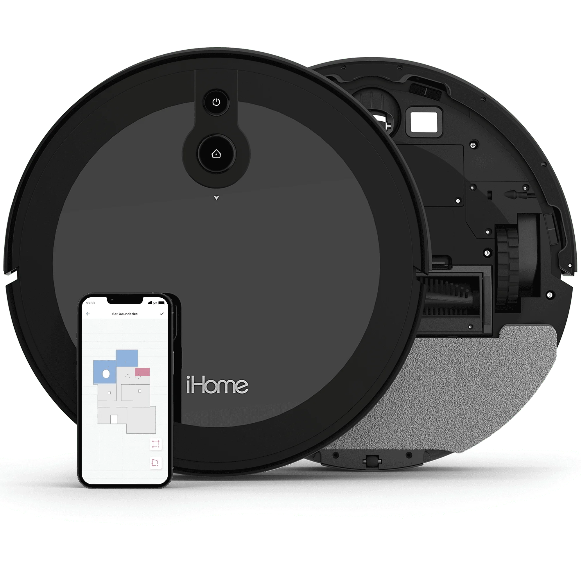 

IHome AutoVac Luna 2-в-1 фронтальный лидар робот-пылесос и вибрационная швабра, индивидуальная очистка и картографирование с виртуальными границами