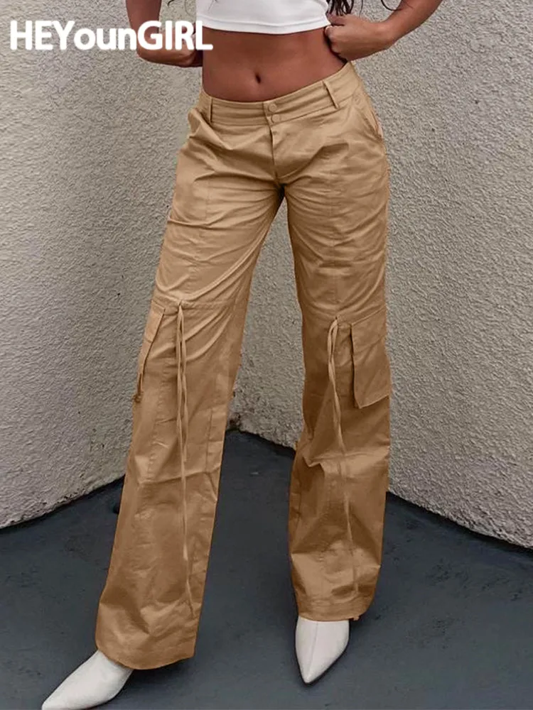 

HEYounGIRL Vintage Drawstring Pockets Cotton Baggy Jeans Harajuku Streetwear Capri Pants 2022 Summer Y2K Denim Trousers Outfits