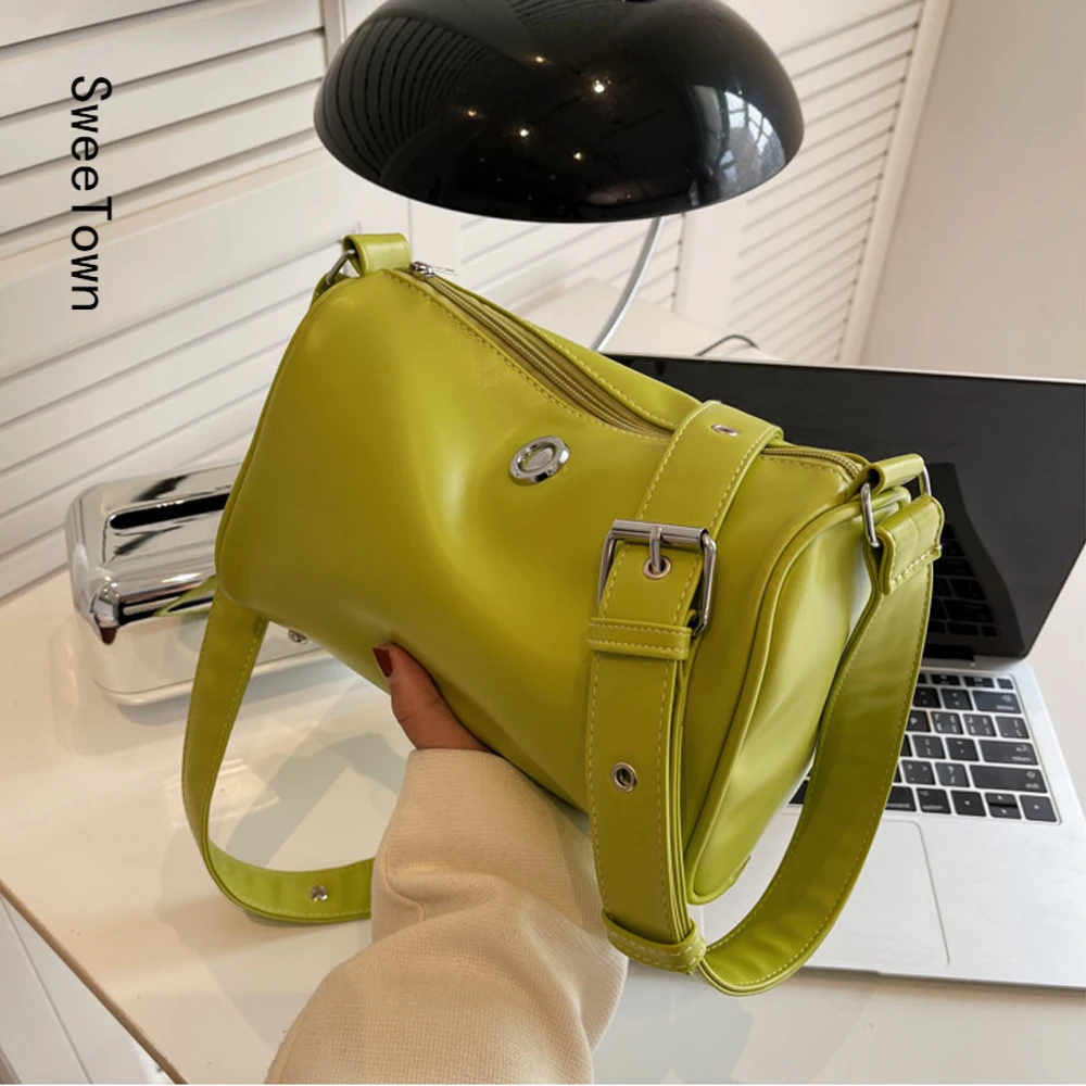 

Sweetown Women's Bag 2022 Leisure Pillow Bag Shoulder Messenger Bag Portable Large Capacity Drum Bag Designer Purses And Handbag