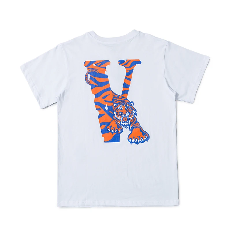 

Vlone Summer Man T-shirts Short Sleeve Tiger Casual Oversized T Shirt Men Harajuku Hip Hop Cotton Men Clothing Tops Tee