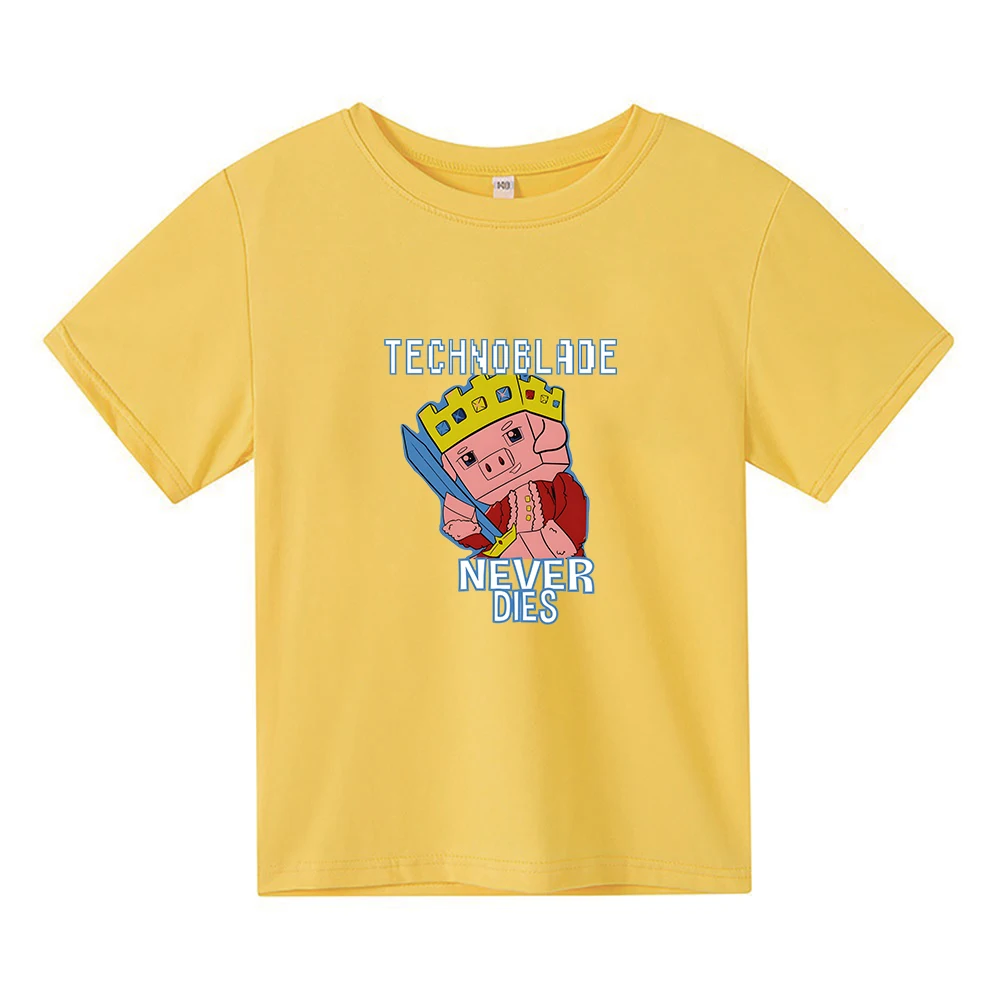 Kids Summer Clothes Technoblade Never Dies T-shirt Retro Pattern Dream SMP T Shirt World Game 100% Cotton Girls Casual Boys Tees