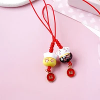 cute cartoon japanese lucky cat keychain colorful trinkets phone charms car bag pendant key chain pray key fob couple gifts