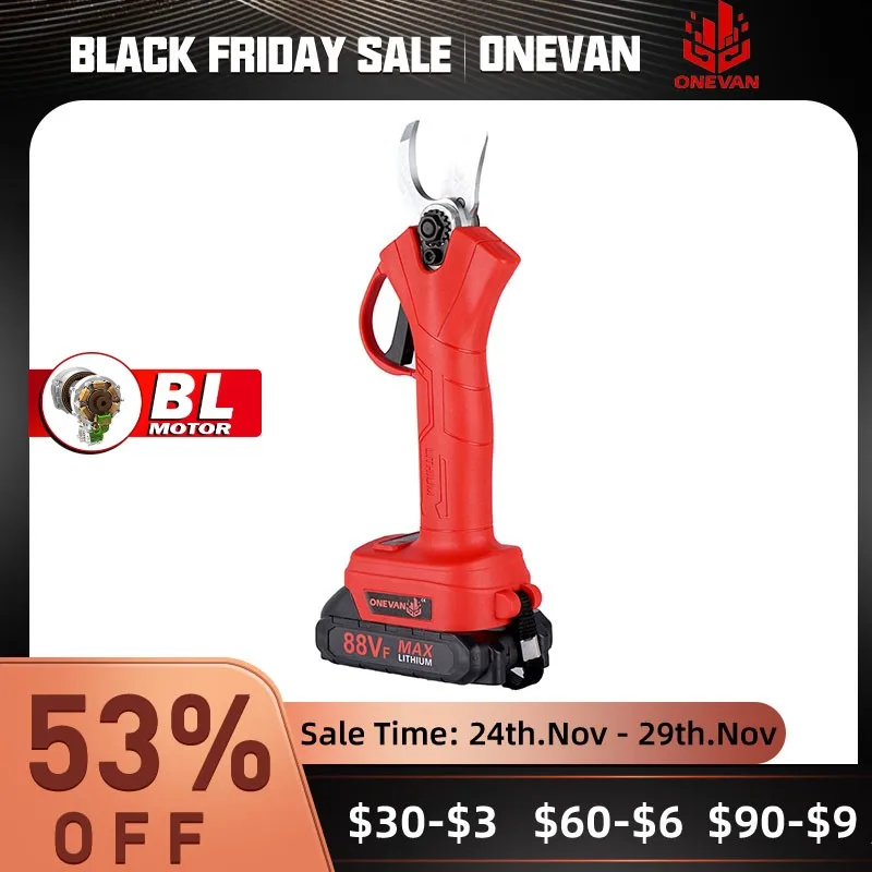 ONEVAN 1000W 4 Gear Cordless Pruner Shear Efficient Fruit Tree Bonsai Pruning Electric Tree Branches Cutter For Makita Battery