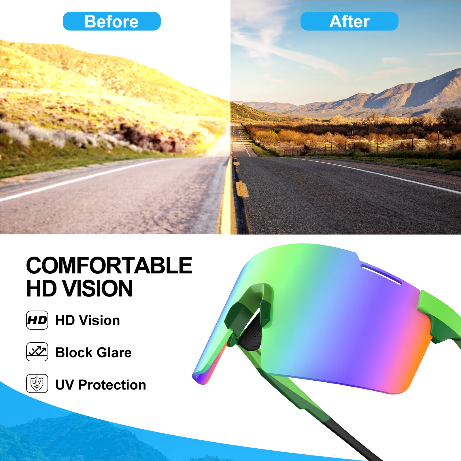 Поляризованные велосипедные очки для мужчин и женщин солнцезащитные спорта на