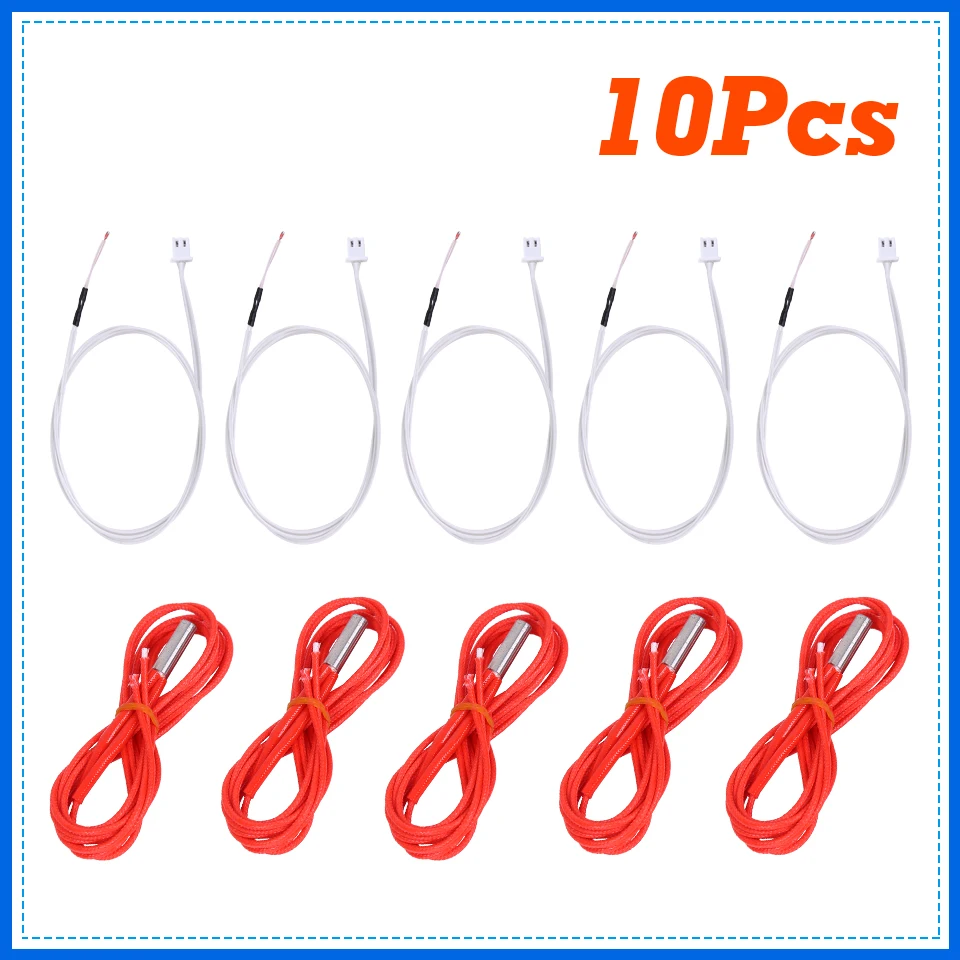 10pcs/pack Hotend 24V 40W Red Heater Cartridge Extruder Heater + 100K NTC 3950K Thermistor for Ender 3 Pro 3D Printer Accessory