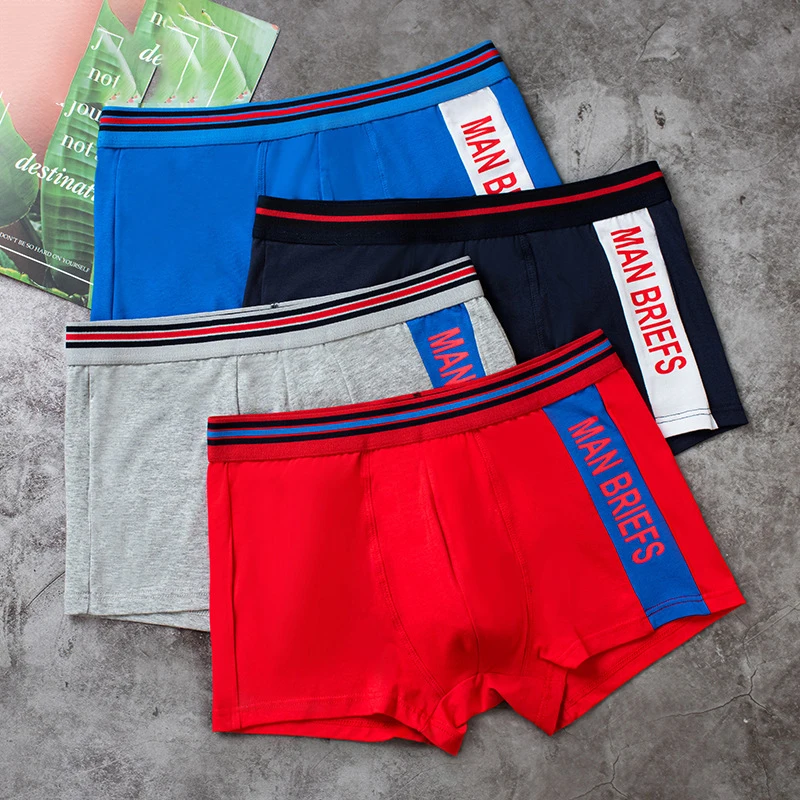 Boxer Men Underpants Brand Cotton Youth Sports Underwear Man Personality Men's Panties Stripes Mens Boxers For Intimate Sexy