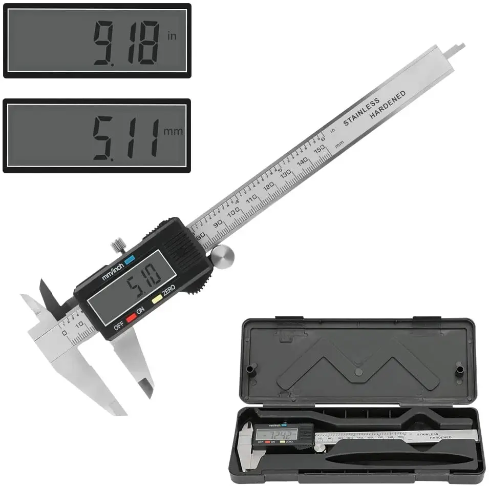 

0-6 inch digital transmission caliper with Inch/MM conversion large LCD screen and stainless steel body Vernier caliper tool