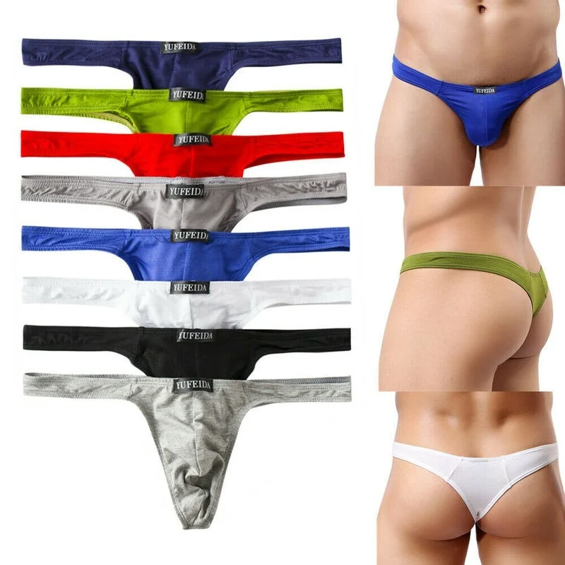 FYXLJJ 4/6/8pcs Low Waist Mens Briefs Temptation Underwear G String Thongs Male Penis Pouch Underwear Men Bikini Masculina Cueca