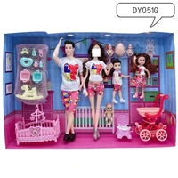 6 person family couple man and wife fashion kids toys mini baby dolls lover accessories for barbie dolls diy children girl game