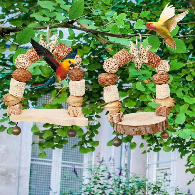 

Bird Chewing Swing Toy Wooden Parrot Toy Bird Swing Hangings Chewing Supplies For Finch Cockatiel Lovebirds Cage Accessories