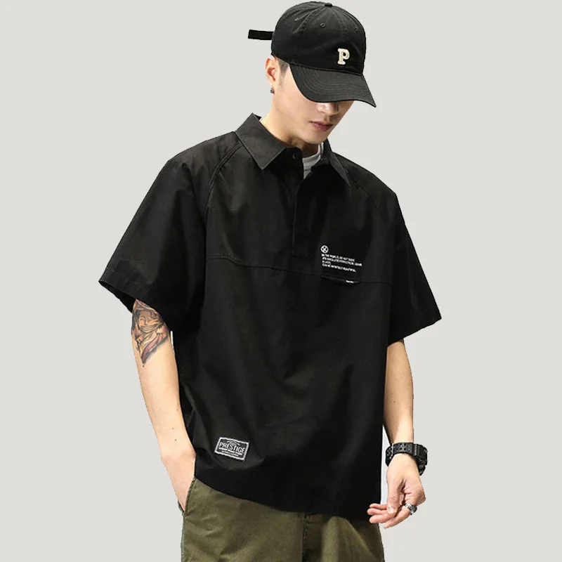 

Рубашка-поло мужская с воротником-поло, деловая Повседневная модная рубашка для спорта на открытом воздухе, Классическая Удобная крутая од...