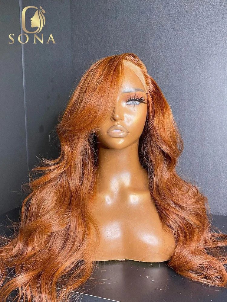 13X4 Transparent Orange Ginger Copper Brown 13X6 Lace Front 