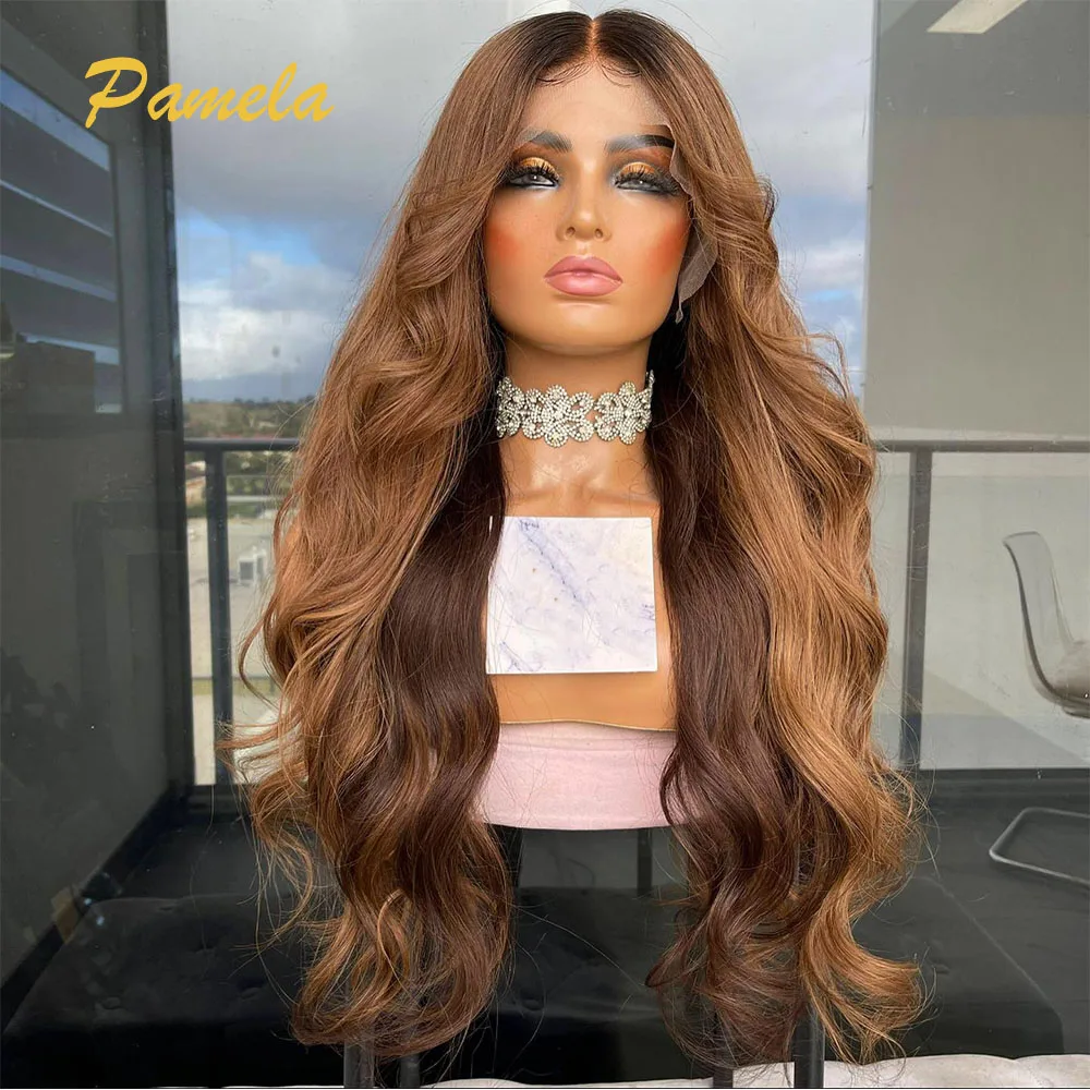 

Ombre 4/27 Colored Glueless Wig Human Hair Ready To Go 250% Density Body Wave 13X4 HD Transparent Lace Frontal Wig Pre Plucked