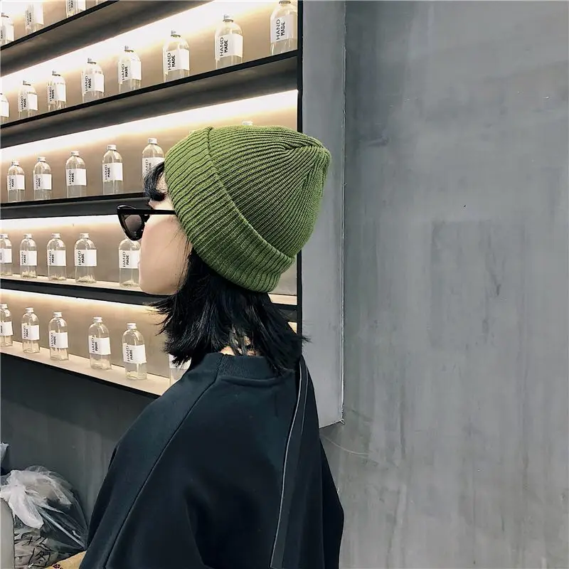 

Зимние шапки женские модные теплые шапки унисекс эластичные вязаные облегающие шапки зеленые мужские шапки