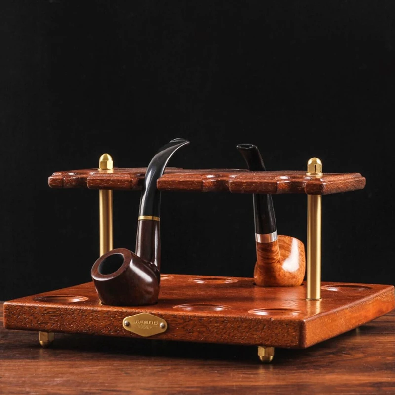 

JEYL Wooden Smoking Pipe Stand Rack Display Holder for Holding 8 Pipes Tobacco Smoking Accessories Tube Pipe Blunting Tool