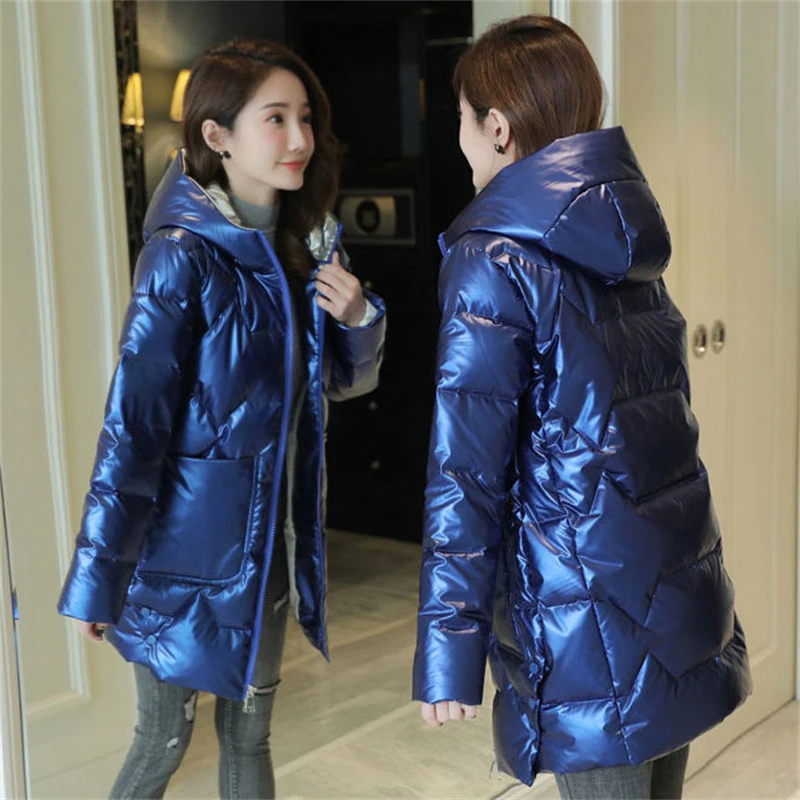 2022 New Parkas Women Long Sleeve Hooded Zipper Button Casual Coats Windproof Rainproof Thick Warm Outwear Female Long Snow Coat
