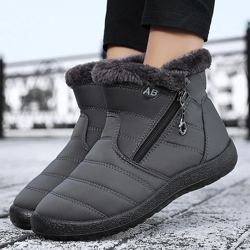 

Women Boots Snow Flat Ladies Shoes Waterproof Women Shoes Zipper Boots For Women Comfortable Fur Botas Mujer Winter Woman Boots