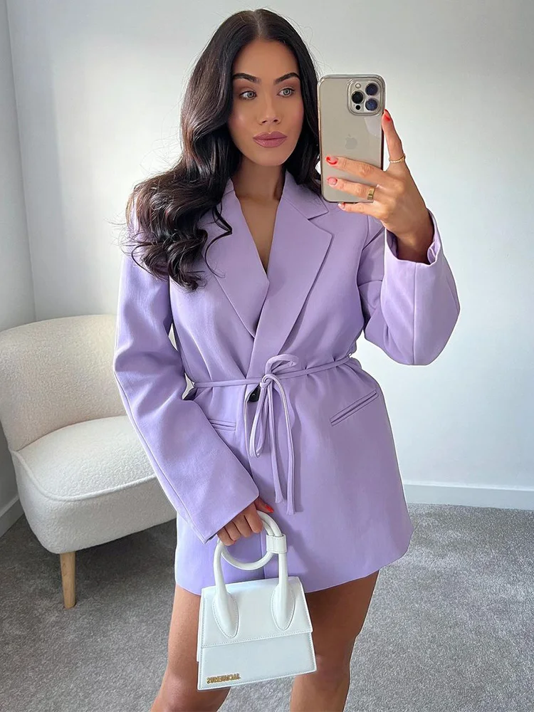 

Elegant Office Lady Suits Set For Women Single Button Belted Blazer And Straight Leg Trousers Co Ord Set Two Piece Pants Sets