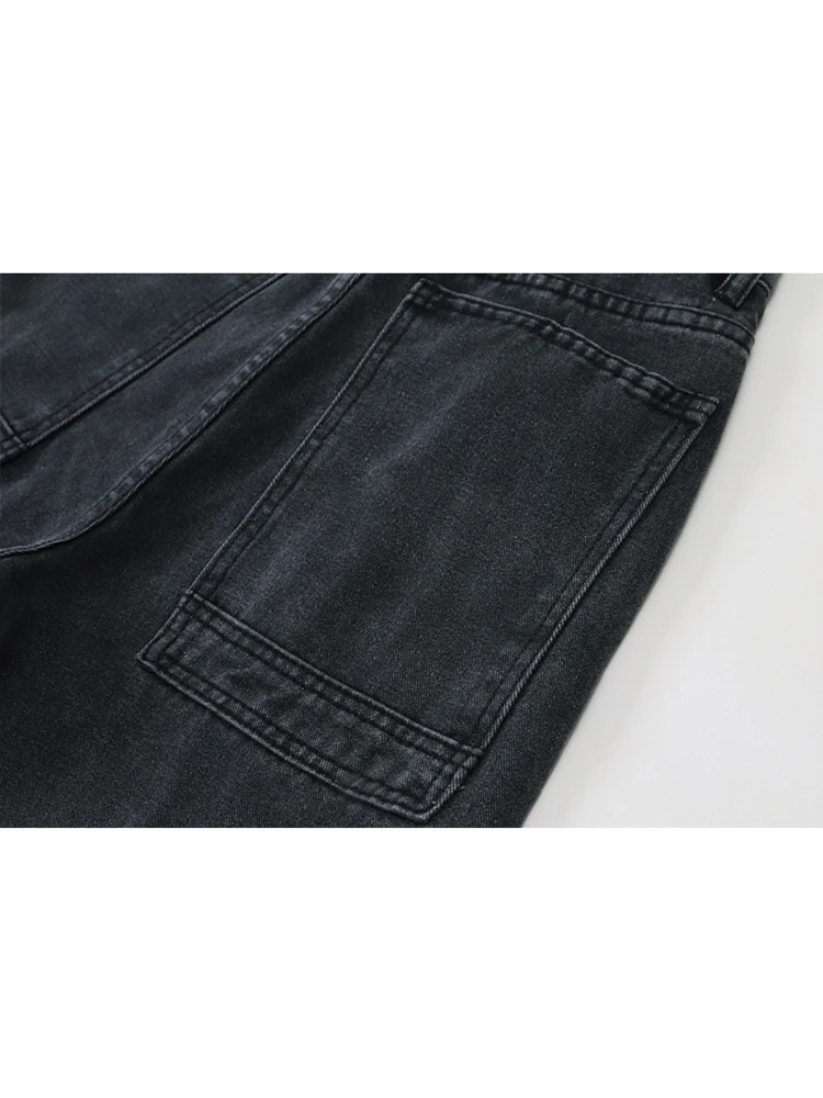 Женские джинсы с высокой талией серые прямые брюки в стиле ретро джинсовые