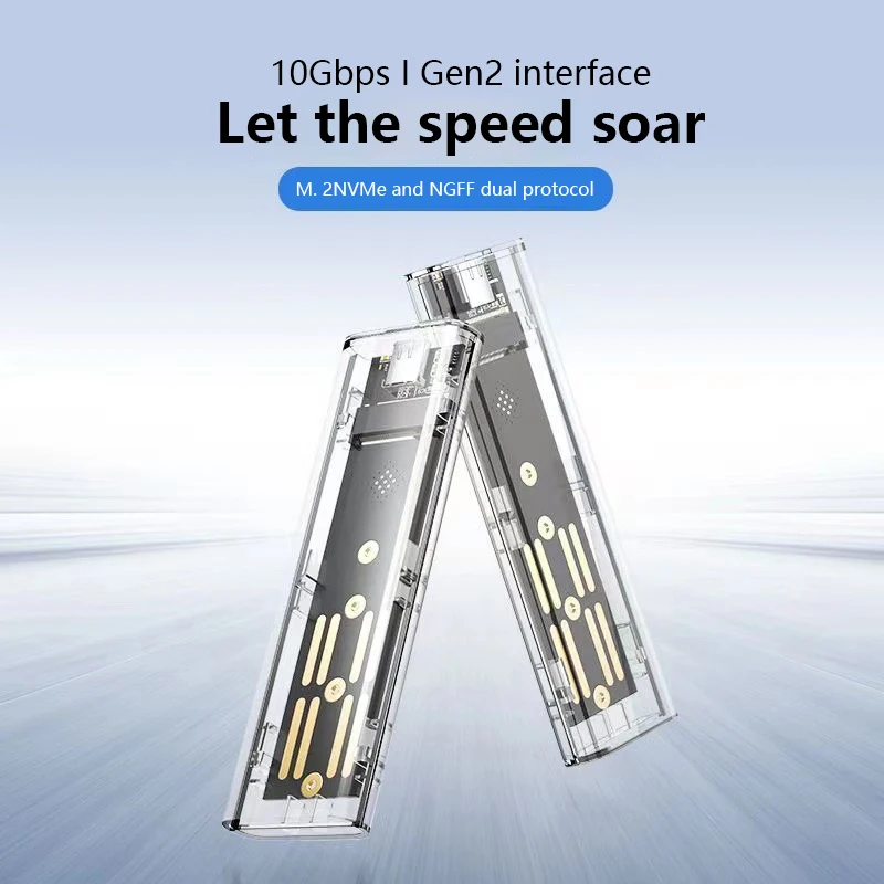 Корпус M.2 NVME поддерживает PCIe/NGFF SATA/двухпротокол SSD USB Type C 10 Гбит/с M2 Прозрачный