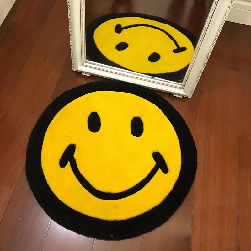 

Soft Smile Face Carpet Round Cartoon Soft Home Living Room Bedroom Rug Kids Room Children Anit-Slip Floor Mats