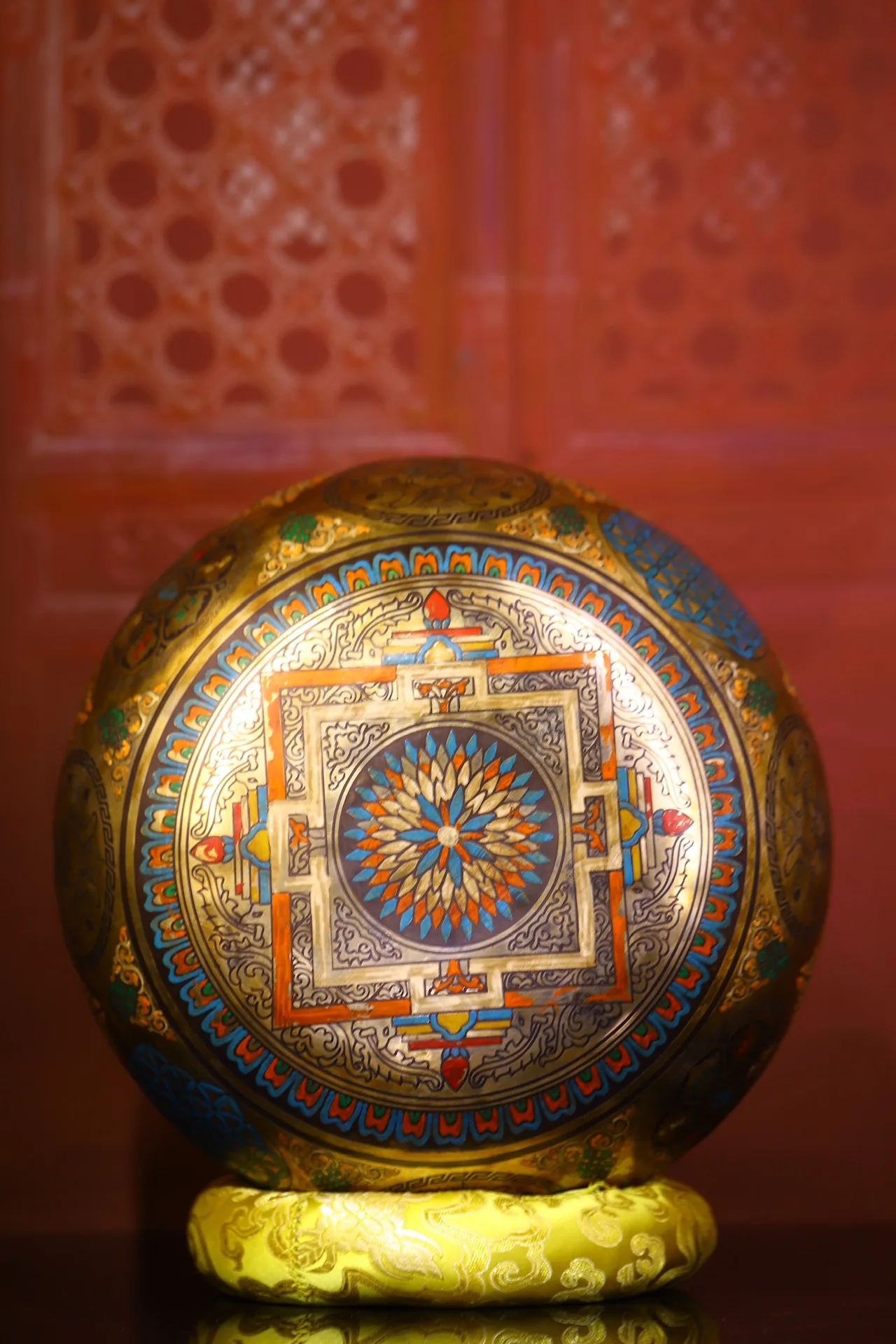 11-дюймовая коллекция тибетского храма старая бронза окрашенная шесть слов