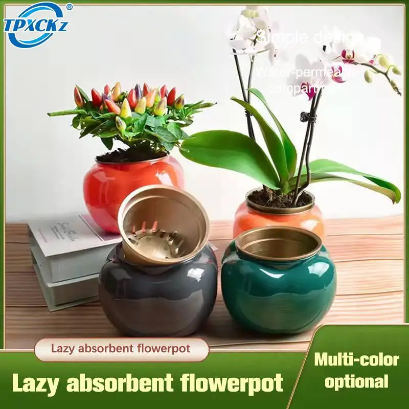 

Самополивающийся цветочный горшок для отдыха, автоматическое водопоглощение, суккуленты, аквакультуры, прозрачный круглый пластиковый гидропонный цветочный горшок