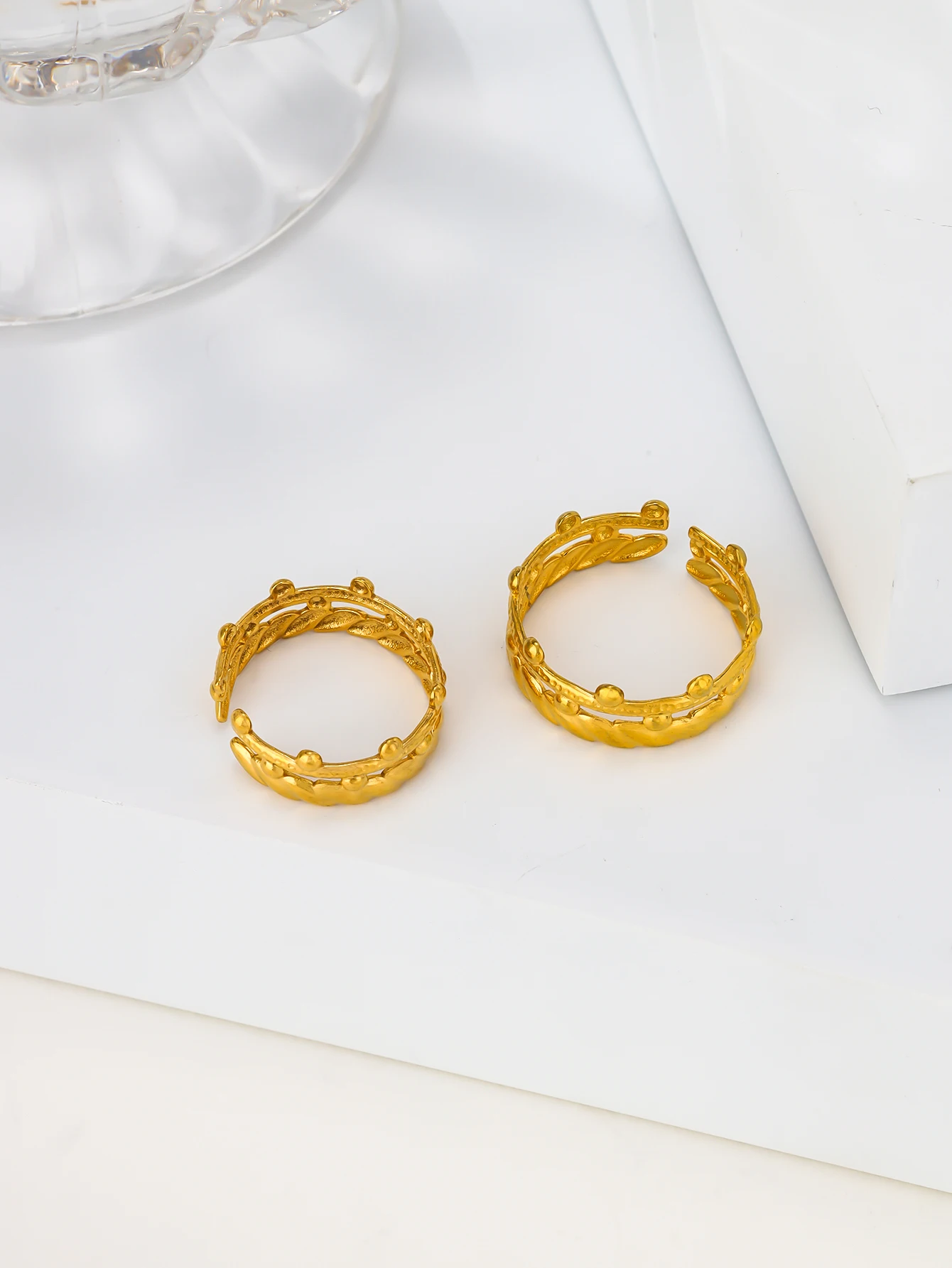 Crown Ring European and American Fashion Personalized Fashion 18K Gold Plated Opening Adjustable Stainless Steel Ring