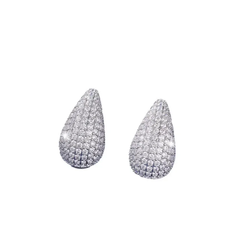 Новые женские серьги с медным вставкой и искусственным цирконом полной