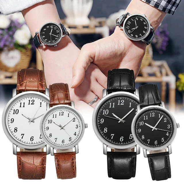 Luxury Couple Analog Watches High-grade Leather Lover Watch Casual Quartz Clock Classic Retro Wristwatch Lovers Romantic Gift 2