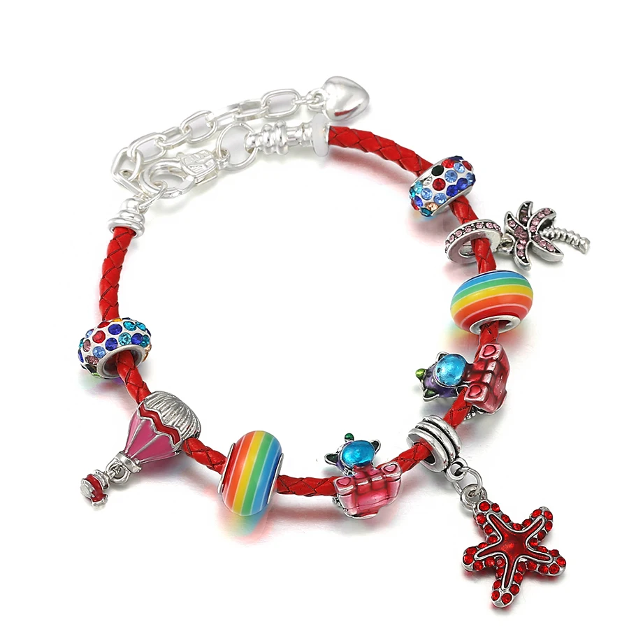 Seialoy летние парусные красные морские звезды очаровательные кожаные браслеты для