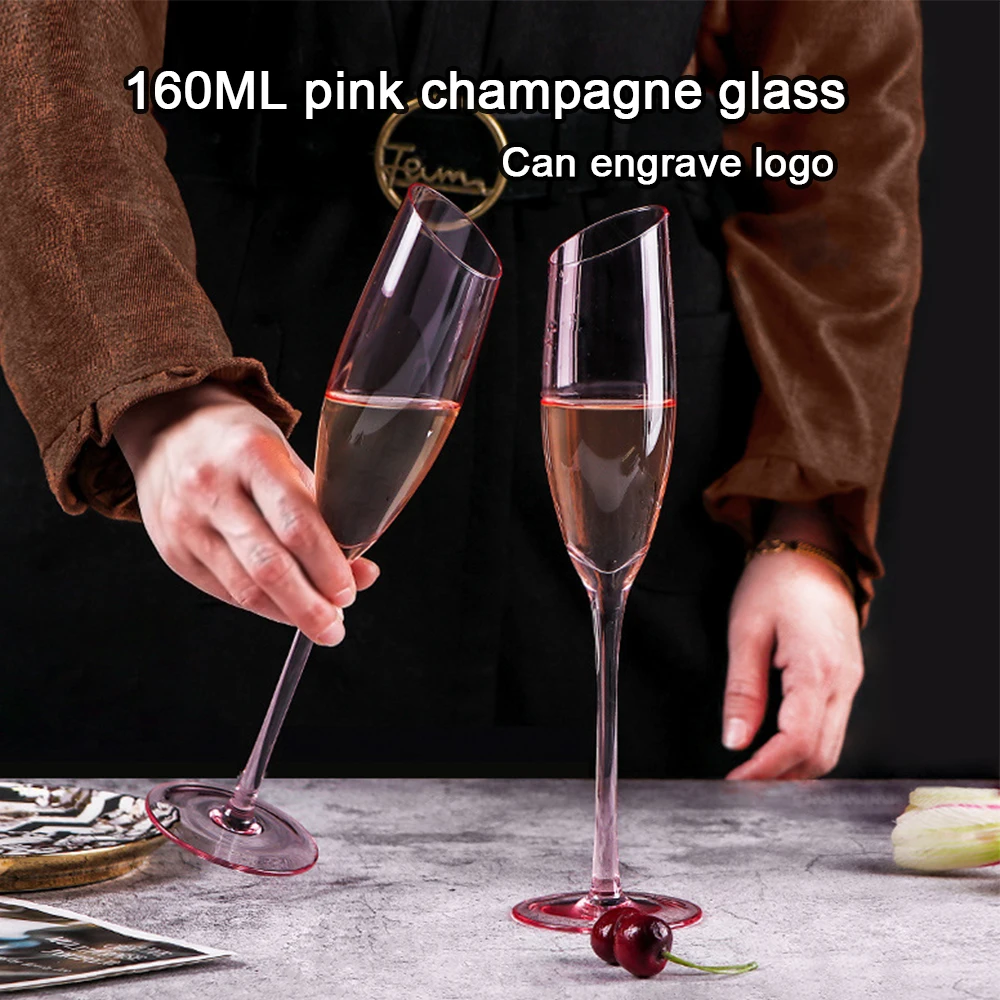 (Логотип может быть выгравирован) Розовый высококачественный хрустальный бокал