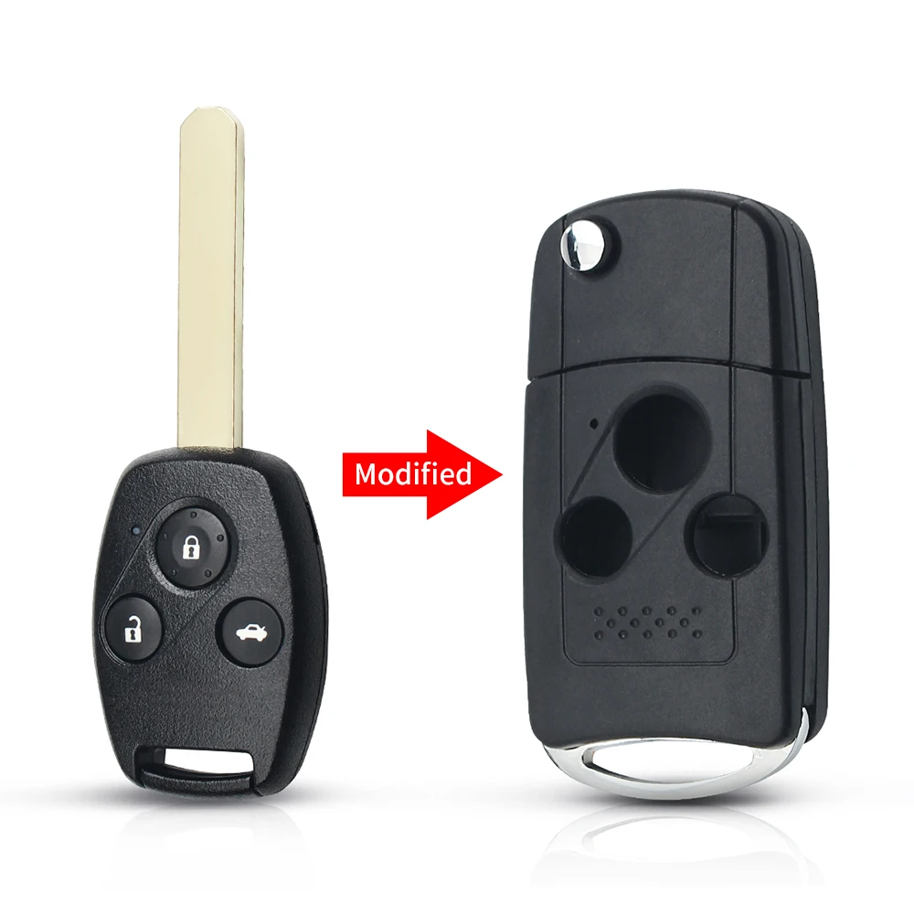 Модифицированный Корпус Ключа KEYYOU с 2/3/4 кнопками, брелок для Honda Fit CRV Civic vision Ridgeline HRV Jazz ACCORD jazz