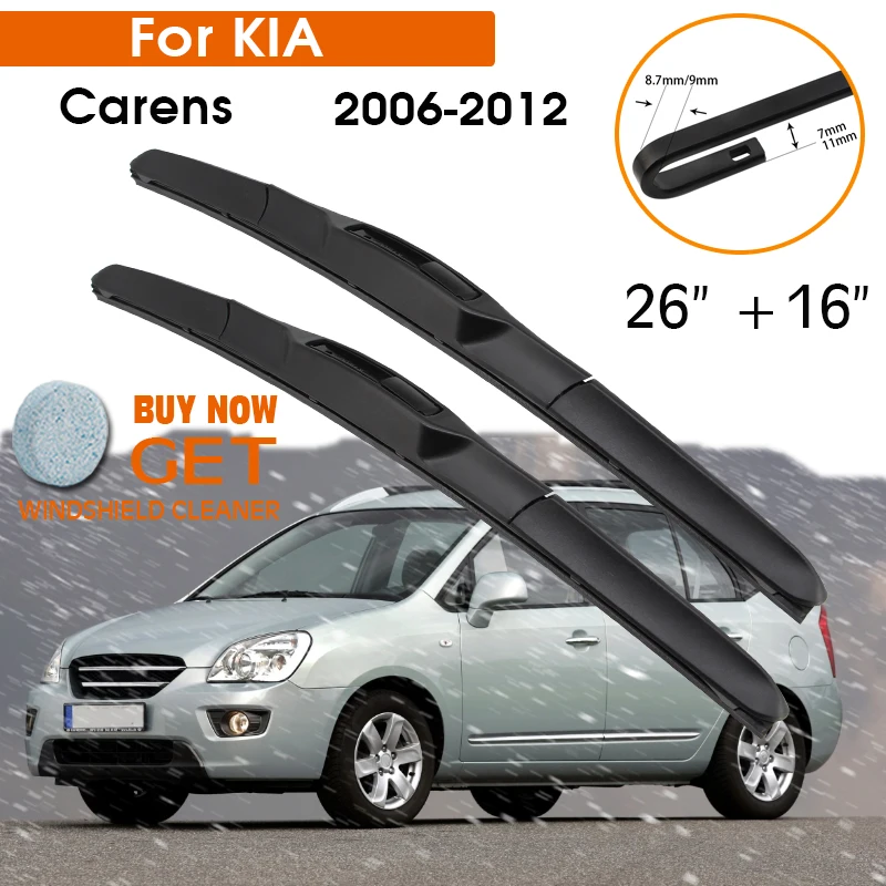 

Car Wiper Blade For KIA Carens 2006-2012 Windshield Rubber Silicon Refill Front Window Wiper 26"+16" LHD RHD Auto Accessories