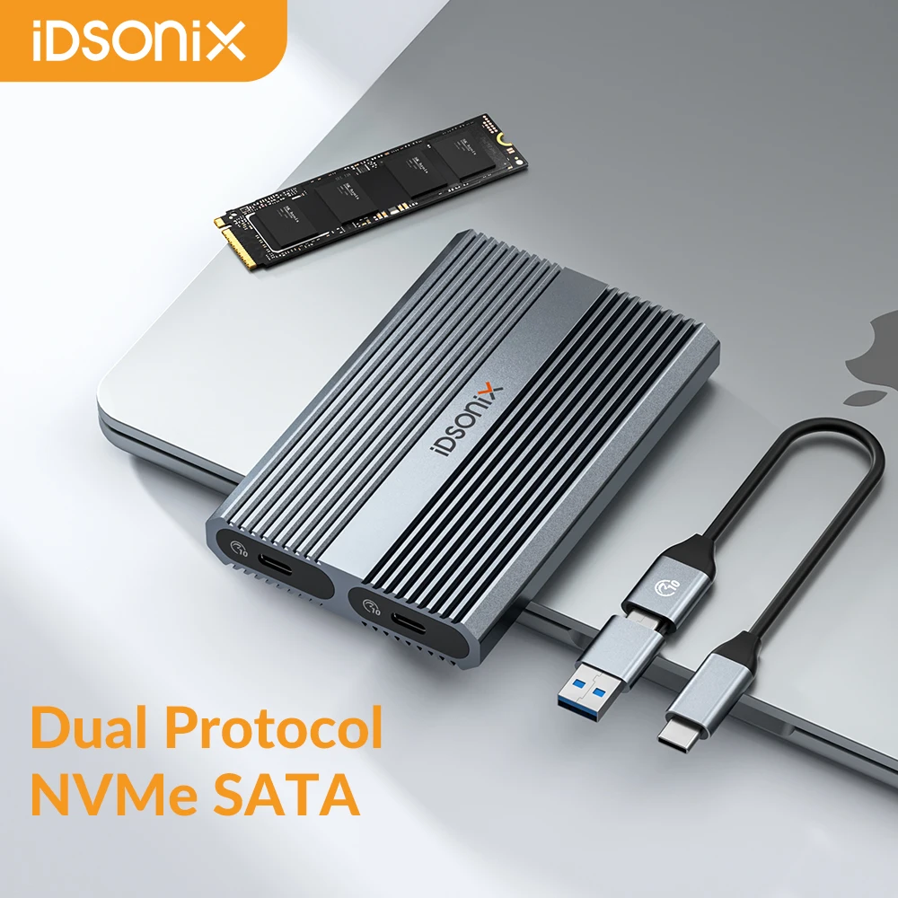 

Корпус для внешнего жесткого диска iDsonix Dual NVMe, 10 Гбит/с, USB