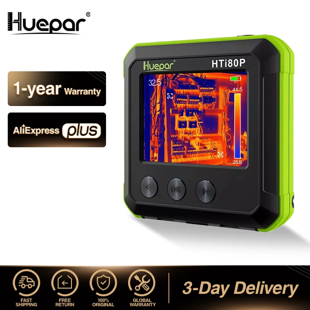 

Huepar Pocket-Sized IR Thermal Imager Mini Infrared Resolution Thermal Imaging Camera Digital ColorDisplay Temperature Tracking